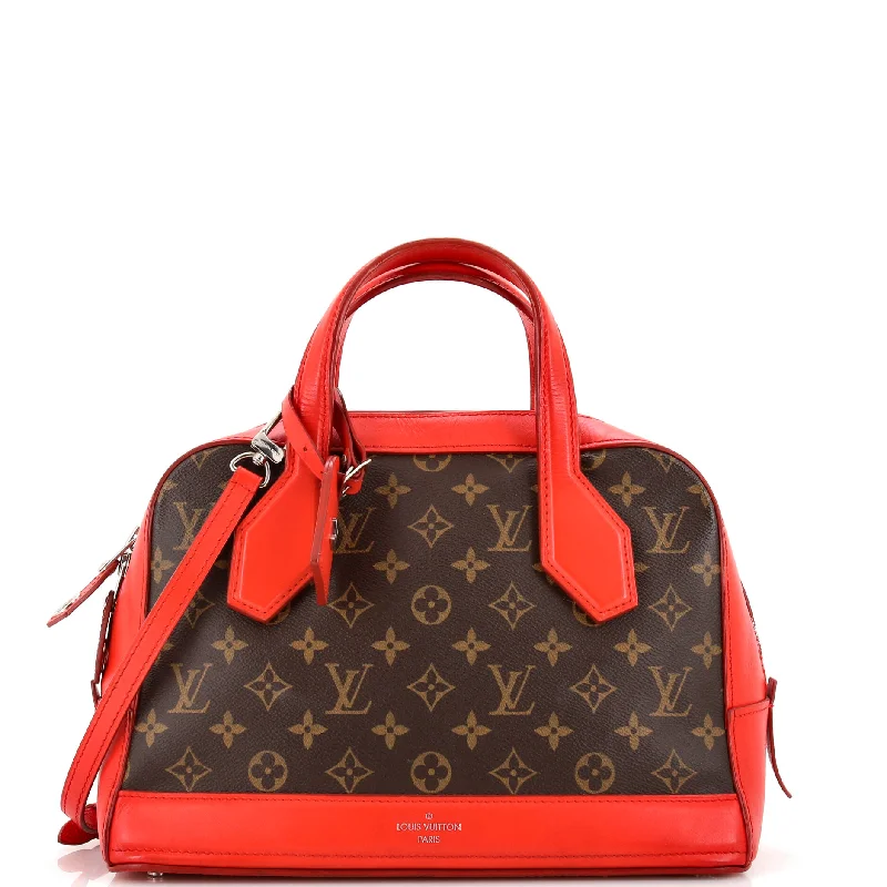 Designer shoulder bags with luxury brand logos -Dora Handbag Monogram Canvas and Calfskin PM