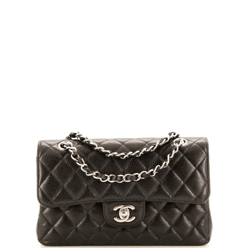 Shoulder bags with adjustable straps for comfort -Classic Double Flap Bag Quilted Caviar Small