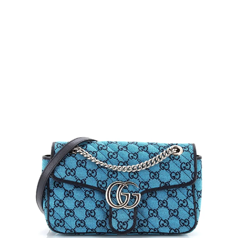 Shoulder bags with bold text for statements -GG Marmont Flap Bag Diagonal Quilted GG Canvas Small