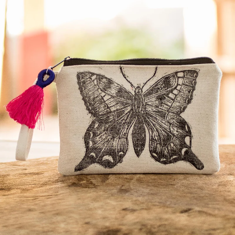 Monarch Block Print Cosmetic Bag