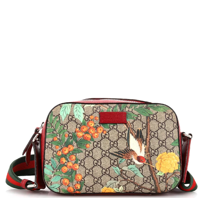 Shoulder bags with padded interiors for laptops -Camera Shoulder Bag Tian Print GG Coated Canvas Medium