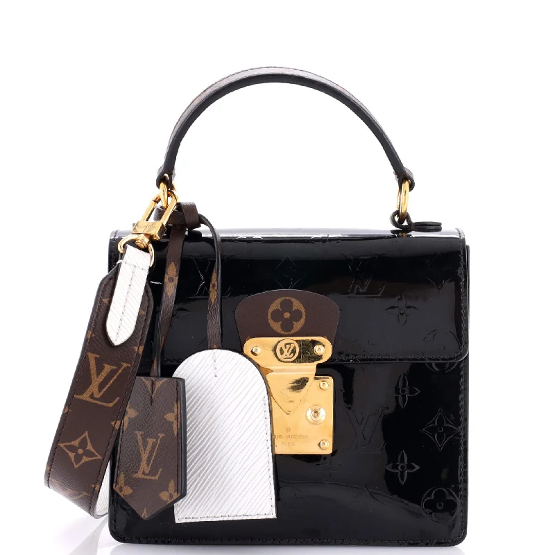 Shoulder bags with sleek leather for work -Spring Street NM Handbag Monogram Vernis with Monogram Canvas and Epi Leather