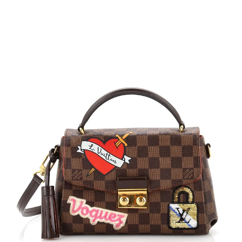 Shoulder bags with playful pom-poms for charm -Croisette Handbag Limited Edition Patches Damier