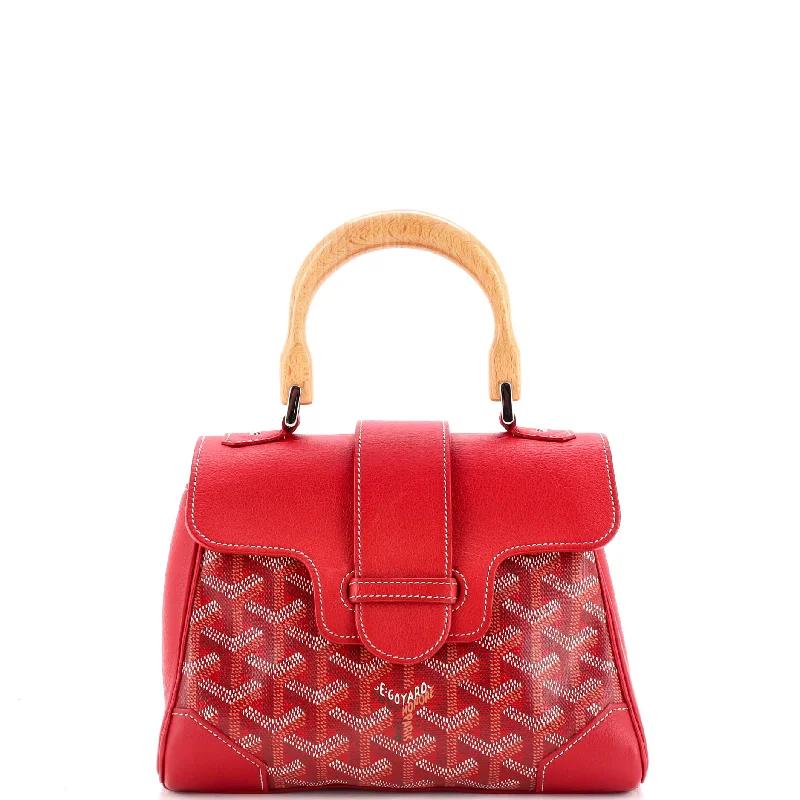 Shoulder bags with bold checks for trend -Saigon Top Handle Bag Coated Canvas with Leather Mini