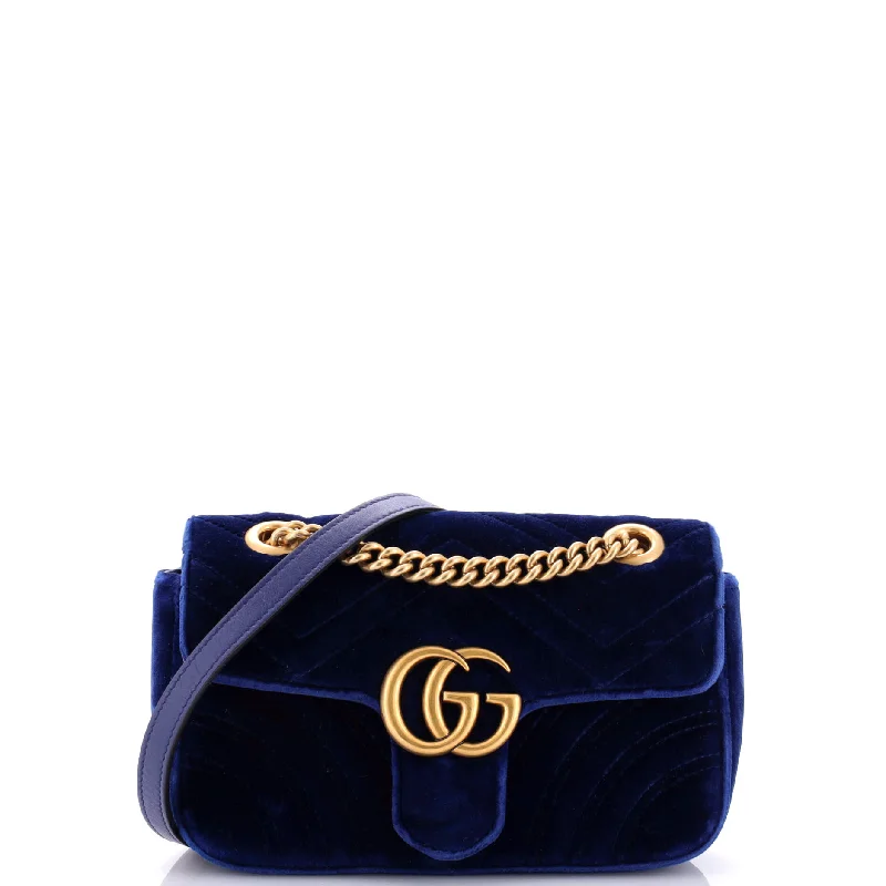 Shoulder bags with adjustable straps for comfort -GG Marmont Flap Bag Matelasse Velvet Mini