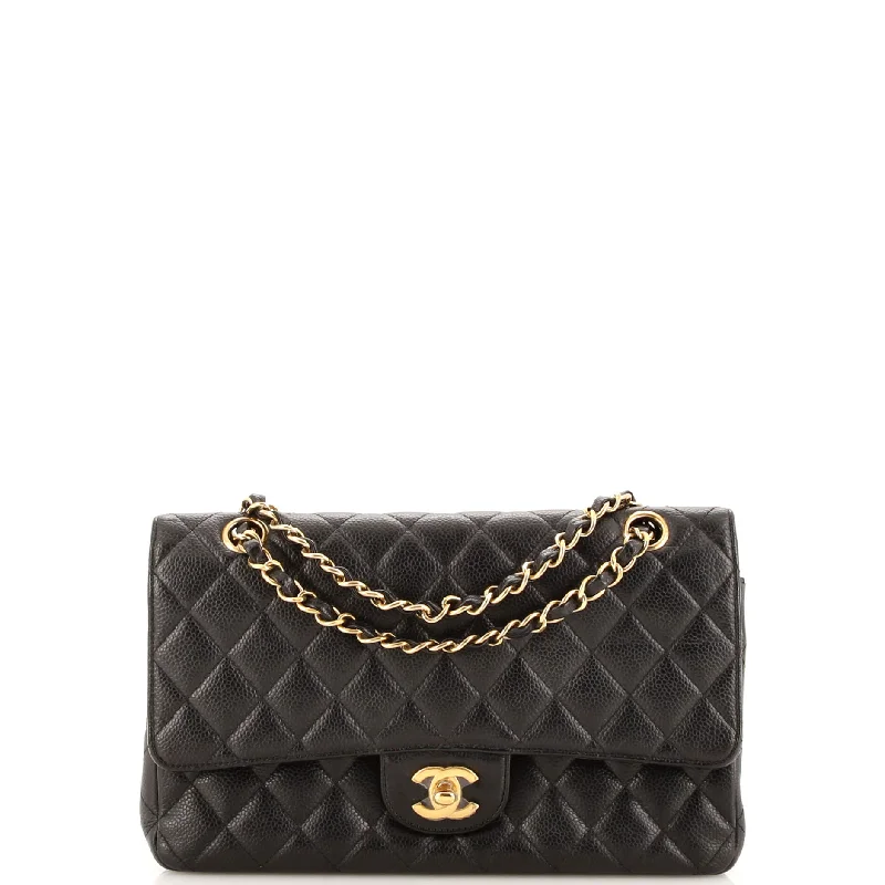 Shoulder bags with modern cutouts for style -Classic Double Flap Bag Quilted Caviar Medium