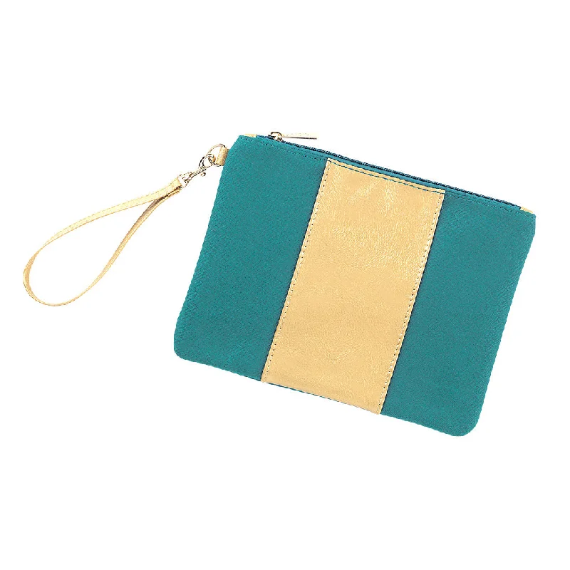 Teal Cabana Wristlet