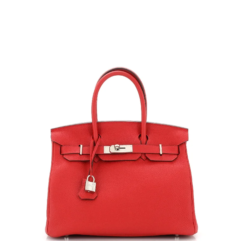 Shoulder bags with neutral leather for elegance -Birkin Handbag Rouge Vif Togo with Palladium Hardware 30