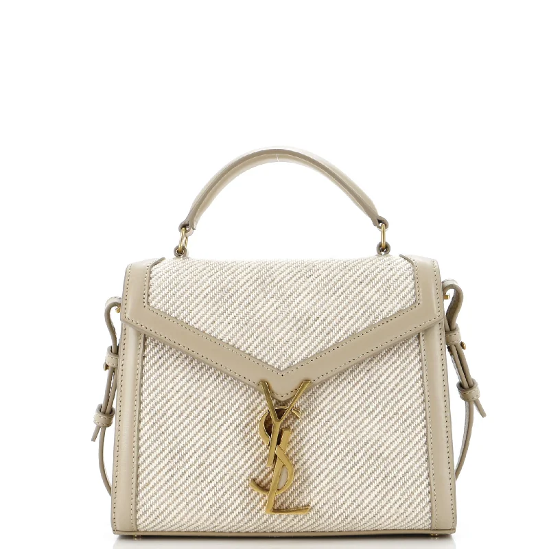 Shoulder bags with padded straps for ease -Cassandra Top Handle Bag Canvas with Leather Mini