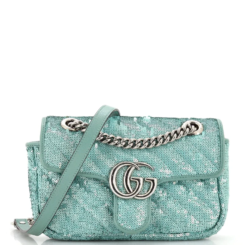 Shoulder bags with spacious interiors for storage -GG Marmont Flap Bag Diagonal Quilted Sequins Mini