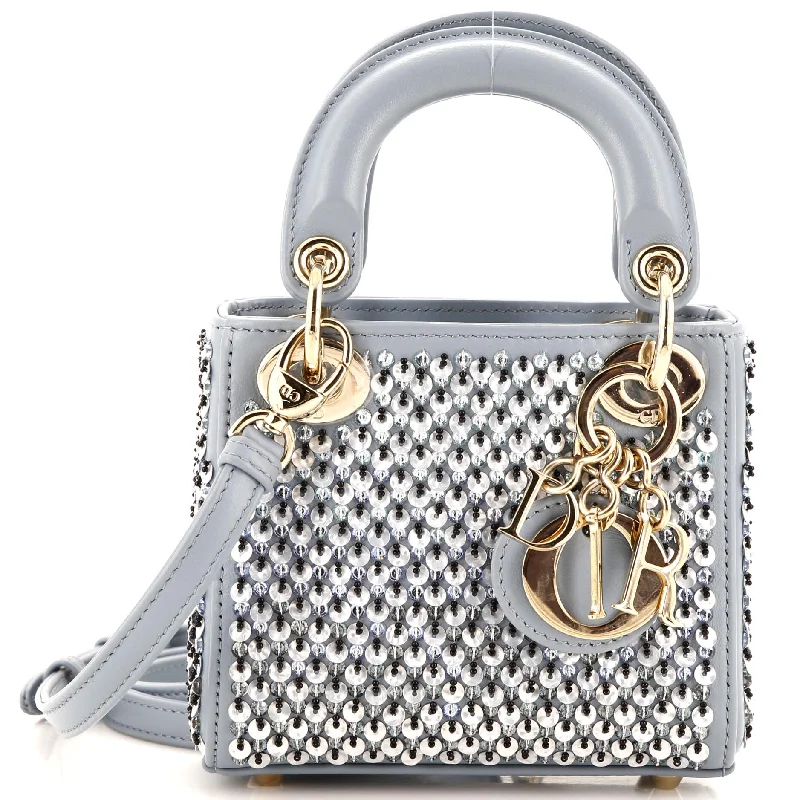 Shoulder bags with waterproof lining for protection -Lady Dior Bag Sequin and Beaded Leather Micro