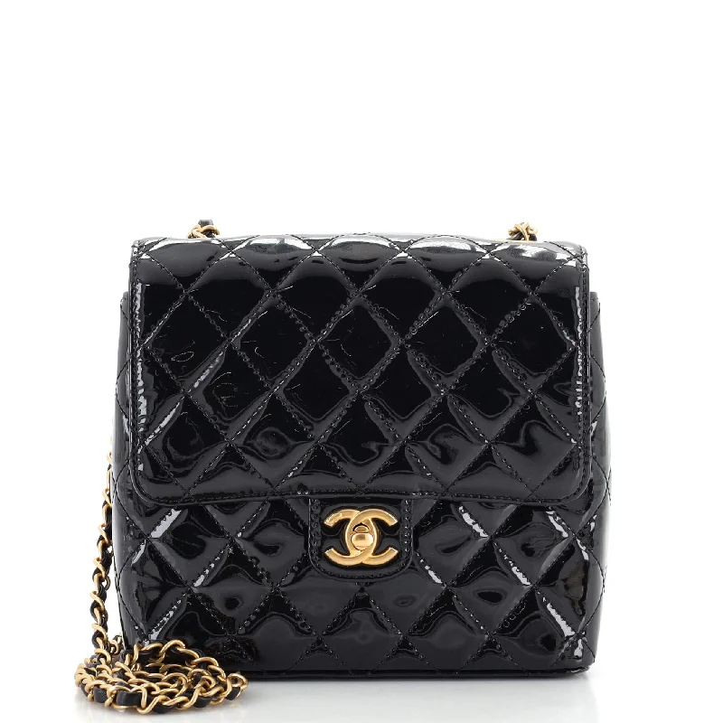 Leather shoulder bags for stylish everyday carry -Very Square Flap Bag Quilted Patent Small