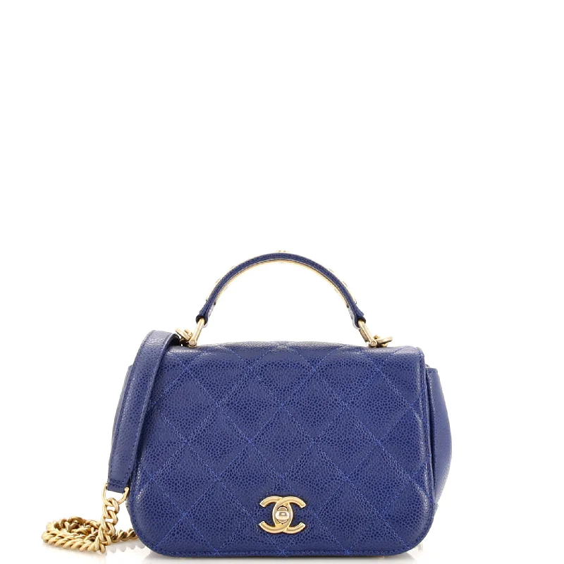 Shoulder bags with elegant gold-tone hardware -Carry Around Flap Bag Quilted Caviar Mini