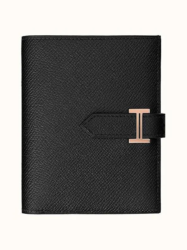 Bean Compact Half Wallet Black Rose Gold