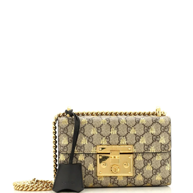 Shoulder bags with quilted leather for luxury -Padlock Shoulder Bag Printed GG Coated Canvas Small