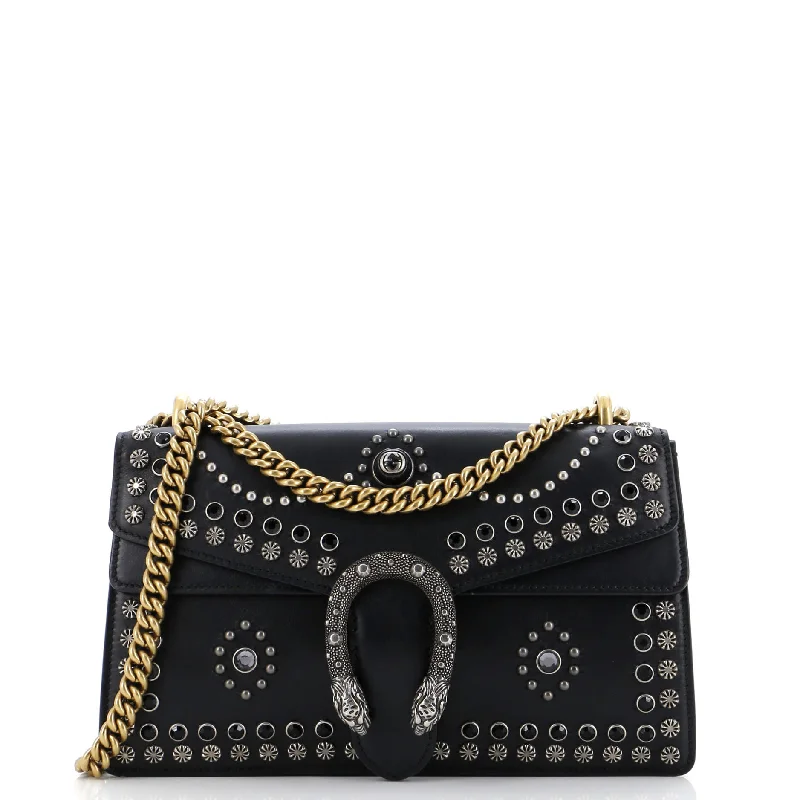 Shoulder bags with subtle embroidery for detail -Dionysus Bag Studded Leather Small