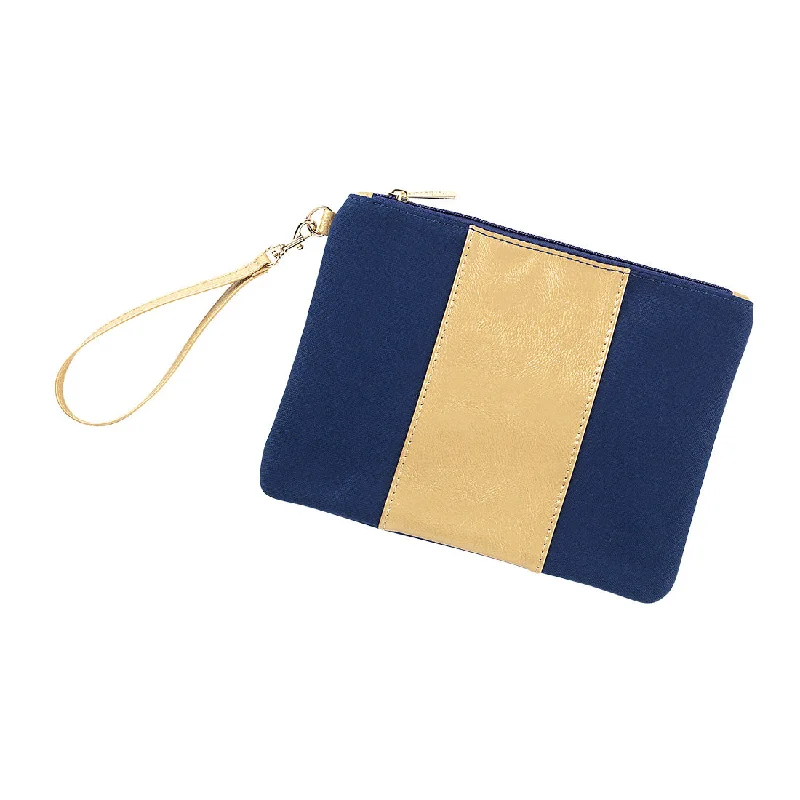 Navy Cabana Wristlet