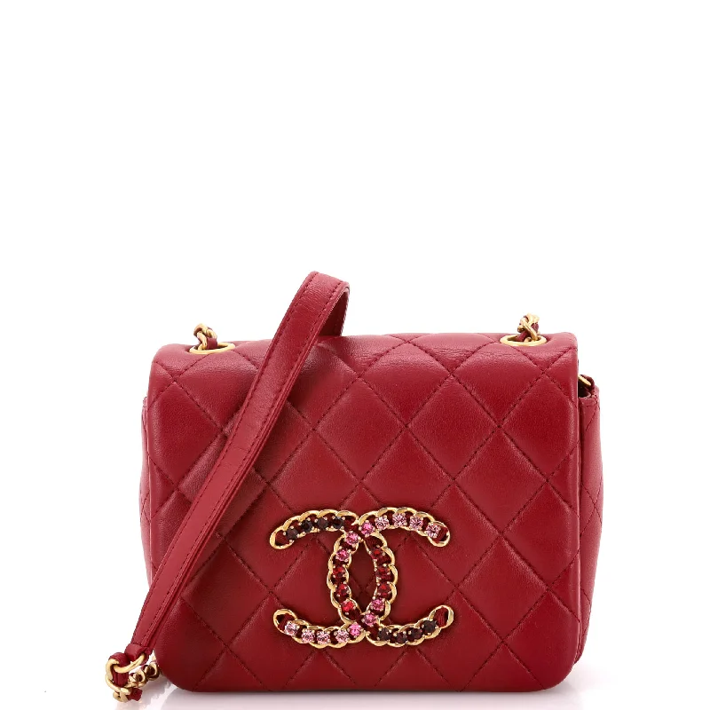 Shoulder bags with vintage clasps for nostalgia -Crystal CC Full Flap Bag Quilted Lambskin Mini