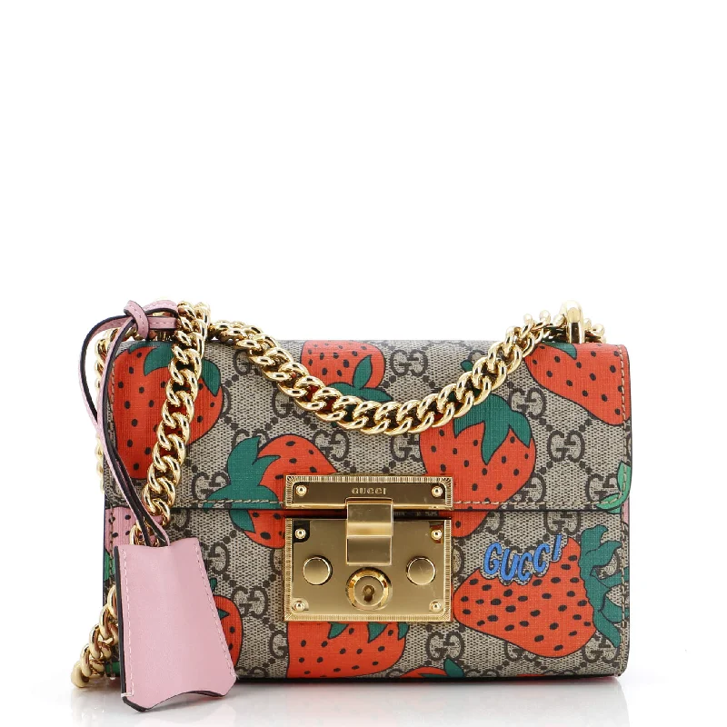 Quilted shoulder bags with elegant textured designs -Padlock Shoulder Bag Printed GG Coated Canvas Small