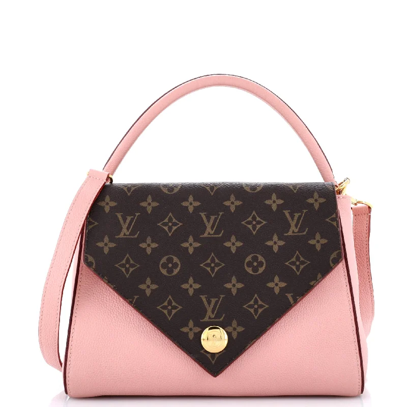 Shoulder bags with seasonal prints for holidays -Double V Handbag Calfskin with Monogram Canvas