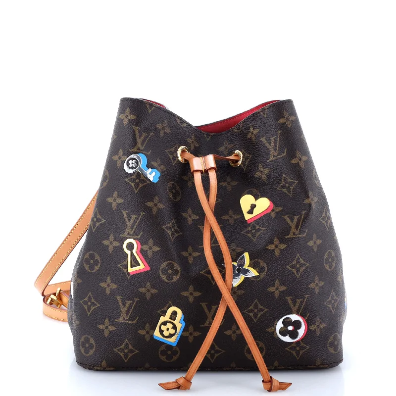 Shoulder bags with vintage vibes for nostalgia -NeoNoe Handbag Limited Edition Love Lock Monogram Canvas