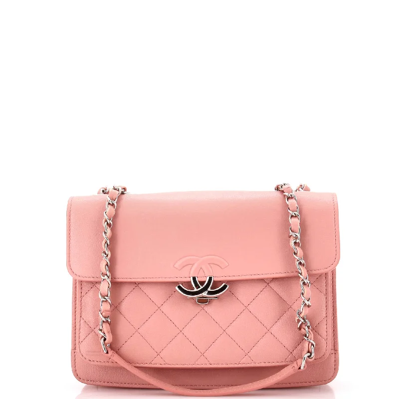 Shoulder bags with pastel colors for softness -CC Box Flap Bag Quilted Calfskin Small