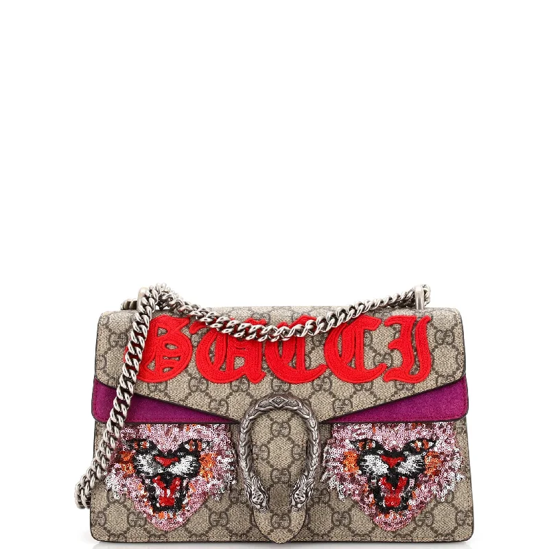 Shoulder bags with thick straps for durability -Dionysus Bag Embroidered GG Coated Canvas Small