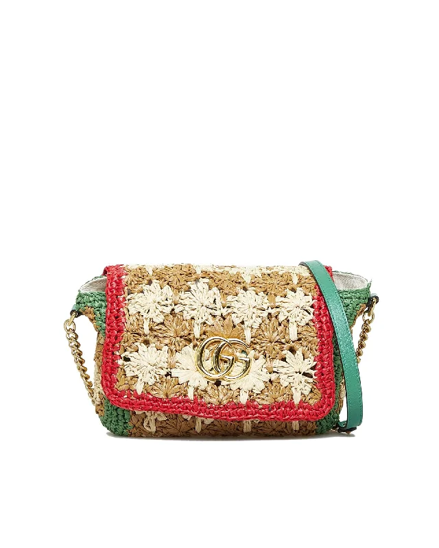 Best tote bags with canvas and leather straps for a durable, fashionable combo-Raffia GG Marmont Crossbody Bag