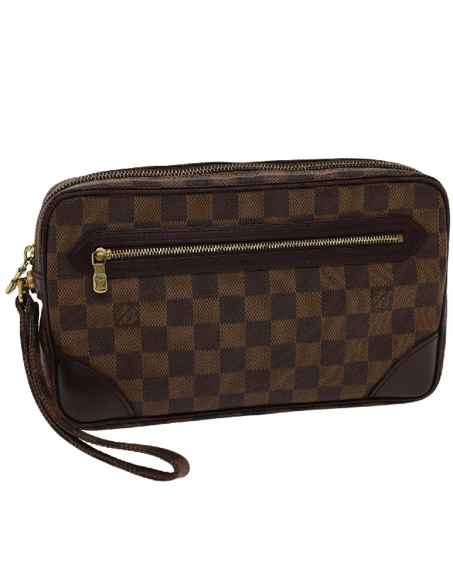 Best tote bags with multiple pockets for easy access to essentials-LOUIS VUITTON Damier Ebene Marly Dragonne GM Clutch Bag