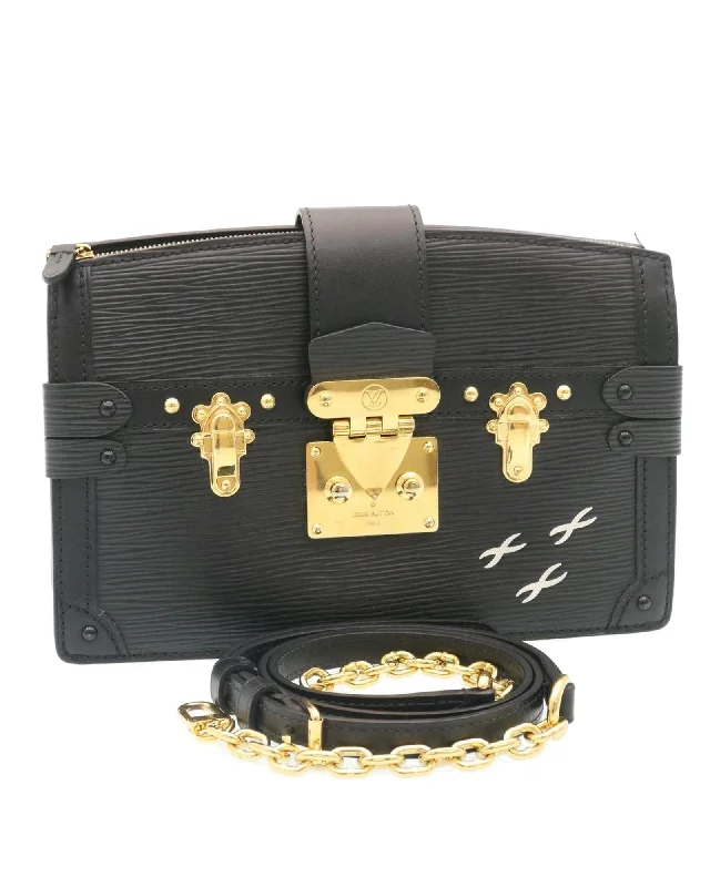 Best tote bags with floral applique designs for a delicate, feminine touch-Epi Trunk Clutch 2Way Shoulder Bag - Black - LV Auth 28382A