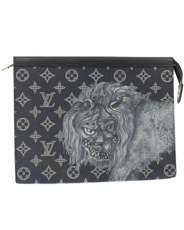 Trendy tote bags with bold prints for a fashion-forward statement piece-Monogram Savanna Pochette Voyage Clutch Bag