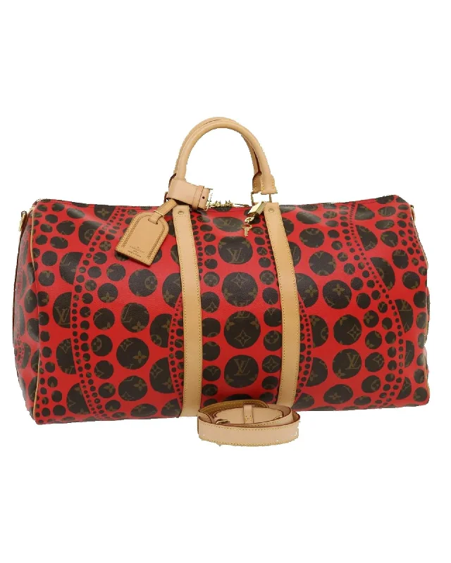 Best tote bags with personalized embroidery for a custom and unique gift-Monogram Yayoi Kusama Keepall Bandouliere55 Bag M40695