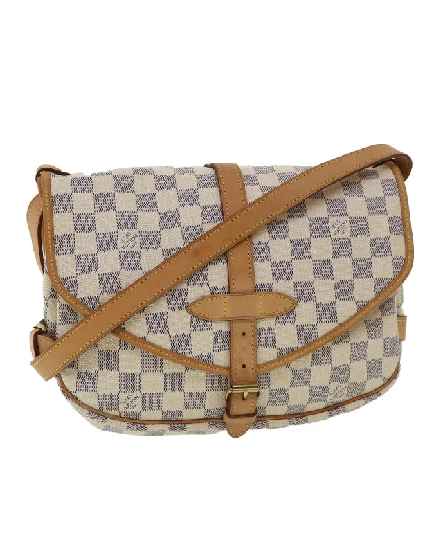 Best tote bags with colorful embroidery for a playful, artistic touch-LOUIS VUITTON Damier Azur Saumur 30 Shoulder Bag