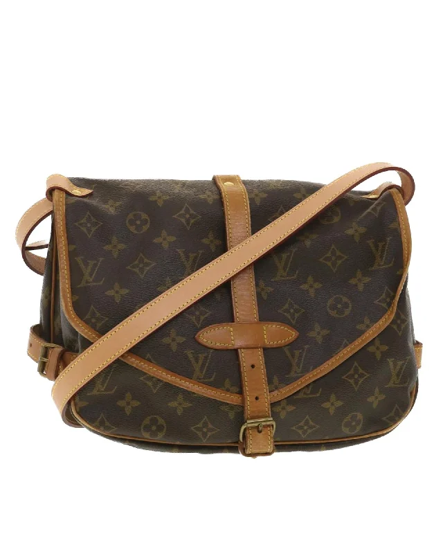 Best tote bags with minimalist stripes for a sleek and trendy look-Monogram Saumur 30 Shoulder Bag - Louis Vuitton Authentic