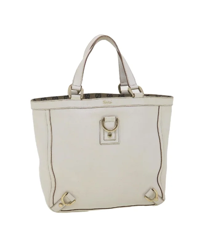 Tote bags with vintage floral patterns for a retro, feminine style-Gucci White Leather Shoulder Bag 130739 Auth 38678