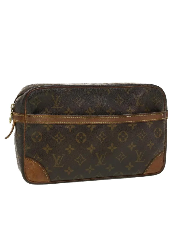 Tote bags with suede and leather accents for a soft, luxurious touch-Monogram Canvas Clutch Bag with Accessories - CD Rank