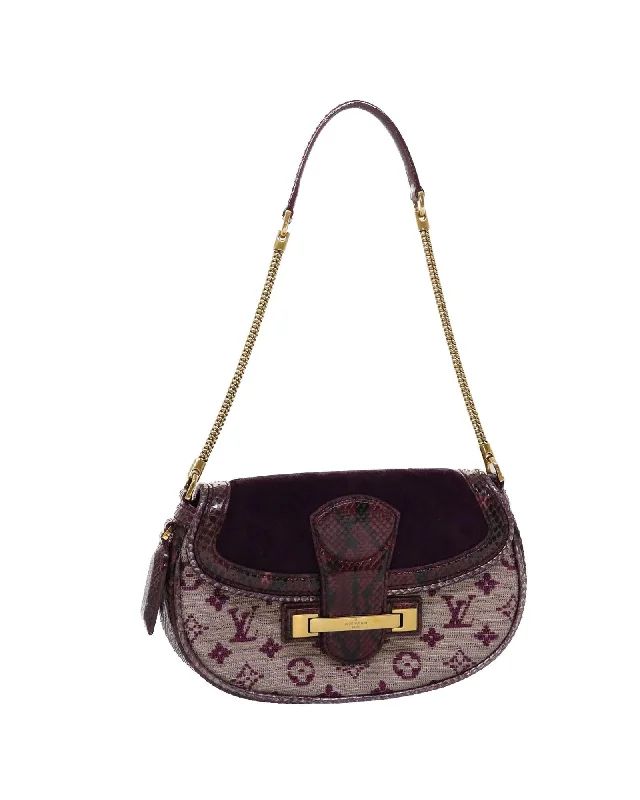 Best tote bags with soft suede material for a luxury and tactile feel-Luxury Monogram Shoulder Bag in Violet Leather