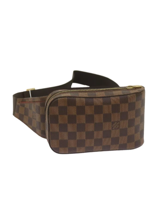 Stylish tote bags with leather handles for a chic, durable design-Damier Ebene Shoulder Bag with Dust Bag and Serial No