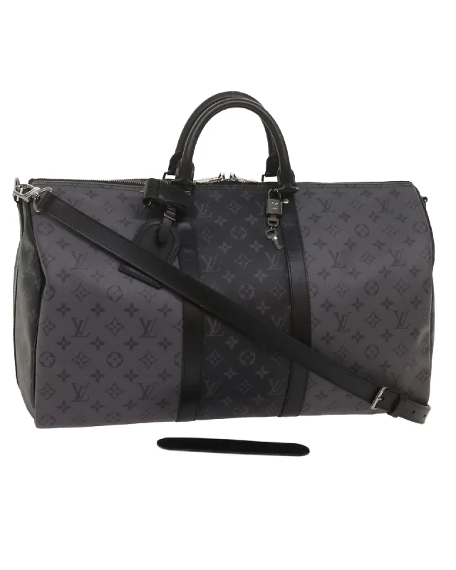 Tote bags with animal prints for a wild and fashionable appearance-Monogram Eclipse Canvas Boston Bag with Shoulder Strap