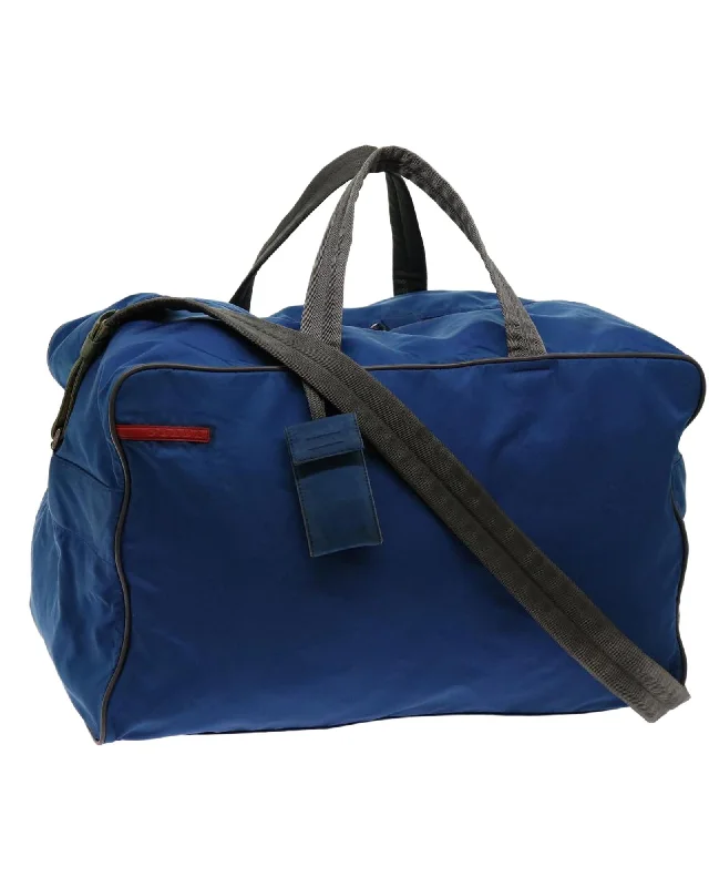 Best tote bags with large open tops for easy access to items-Blue Nylon 2way Boston Bag by Italian Designer