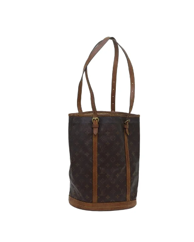 Best tote bags with reinforced bottoms for added structure and durability-Monogram Bucket Shoulder Bag with Adjustable Strap