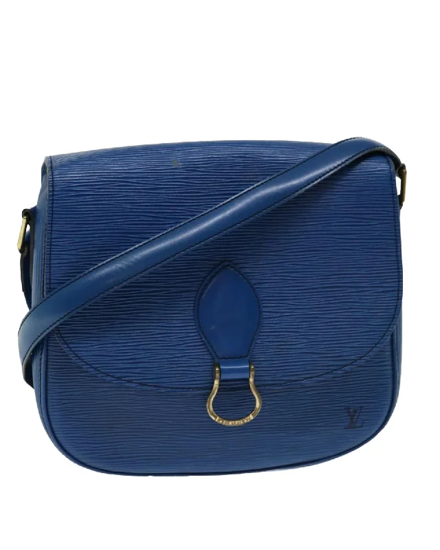 Tote bags with fold-over flaps for a functional and stylish closure-Blue Epi Leather Shoulder Bag with Adjustable Strap - Authentic LV