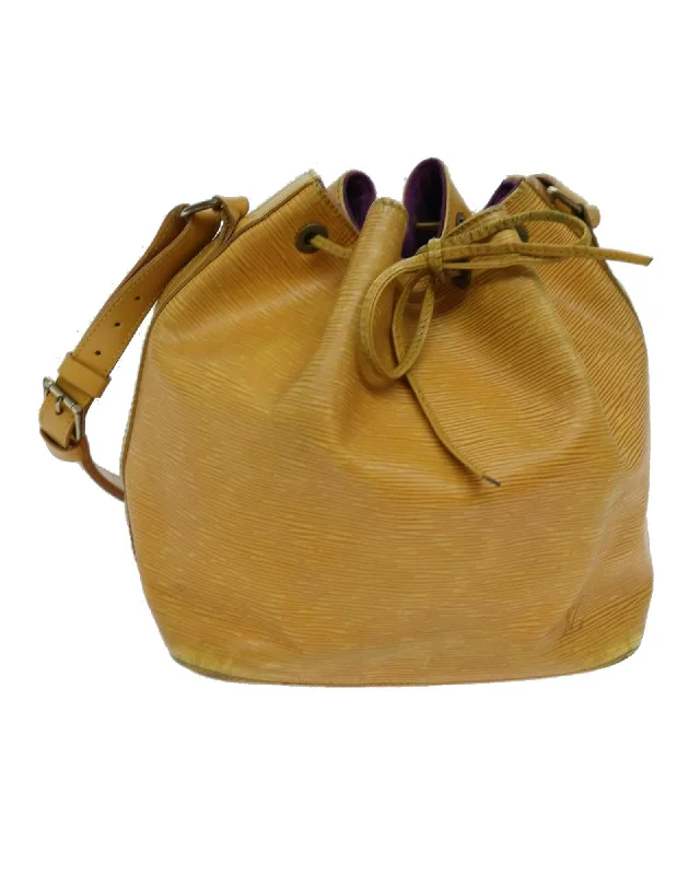 Tote bags with structured designs for a polished, professional look-Yellow Epi Leather Shoulder Bag with Tassels and Multiple Compartments