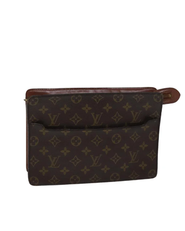 Best tote bags with detachable pouches for added organization and convenience-Monogram Canvas Clutch Bag with Accessories - Authentic LV