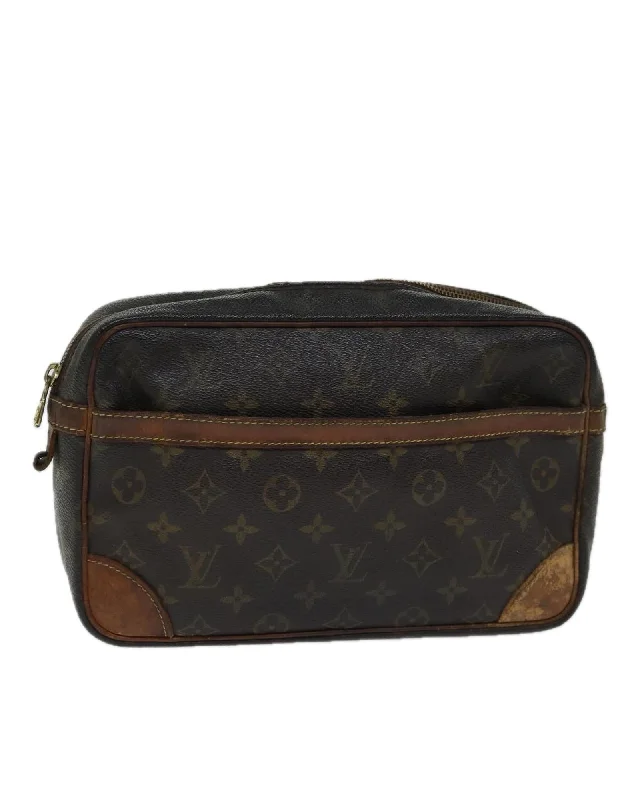 Best tote bags with sleek, smooth leather for a refined and polished look-Monogram Canvas Clutch Bag with Accessories - CD Rank