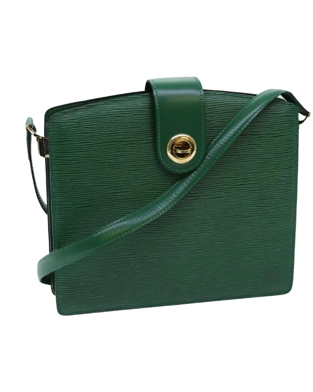 Tote bags with fold-over flaps for a functional and stylish closure-Green Epi Leather Capuchin Shoulder Bag with Dust Bag - Authentic LV Bag