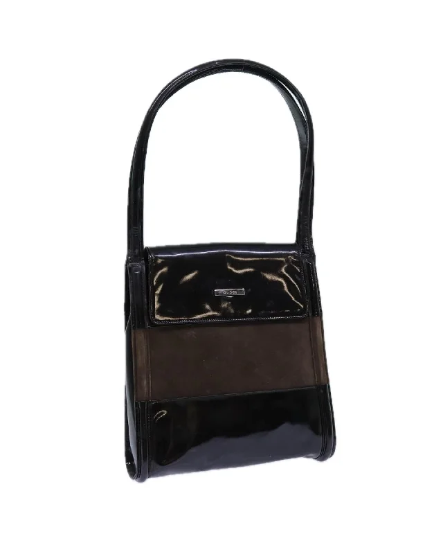 Best tote bags for the beach with waterproof materials for durability-Patent Leather Shoulder Bag with Chain Strap