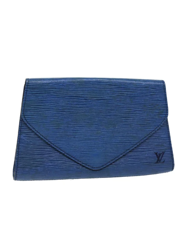 Tote bags with crochet details for a textured and boho-inspired look-Blue Epi Leather Art Deco Clutch Bag - Authentic LV