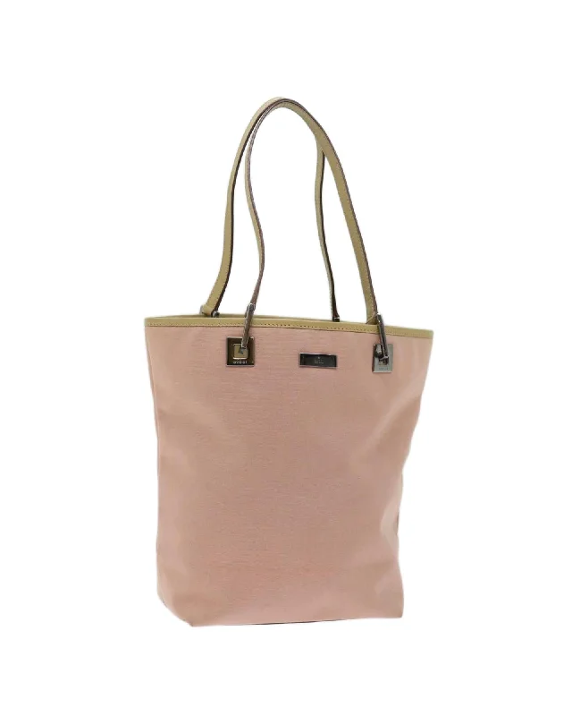 Tote bags with contrasting panels for a modern and stylish design-Canvas Pink Shoulder Bag with Shoulder Drop and Accessory