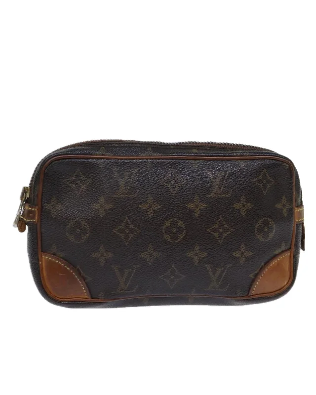 Tote bags with structured designs for a polished, professional look-Monogram Canvas Clutch Bag with Dragonne PM Design